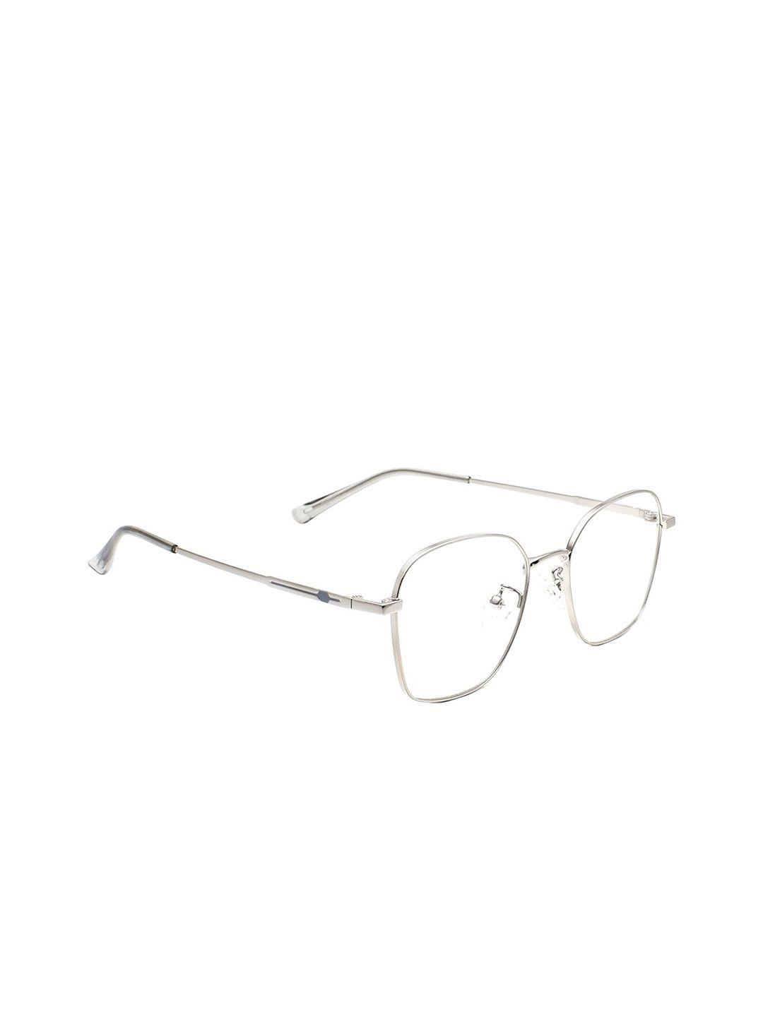 peter jones eyewear unisex silver-toned & blue full rim square frames