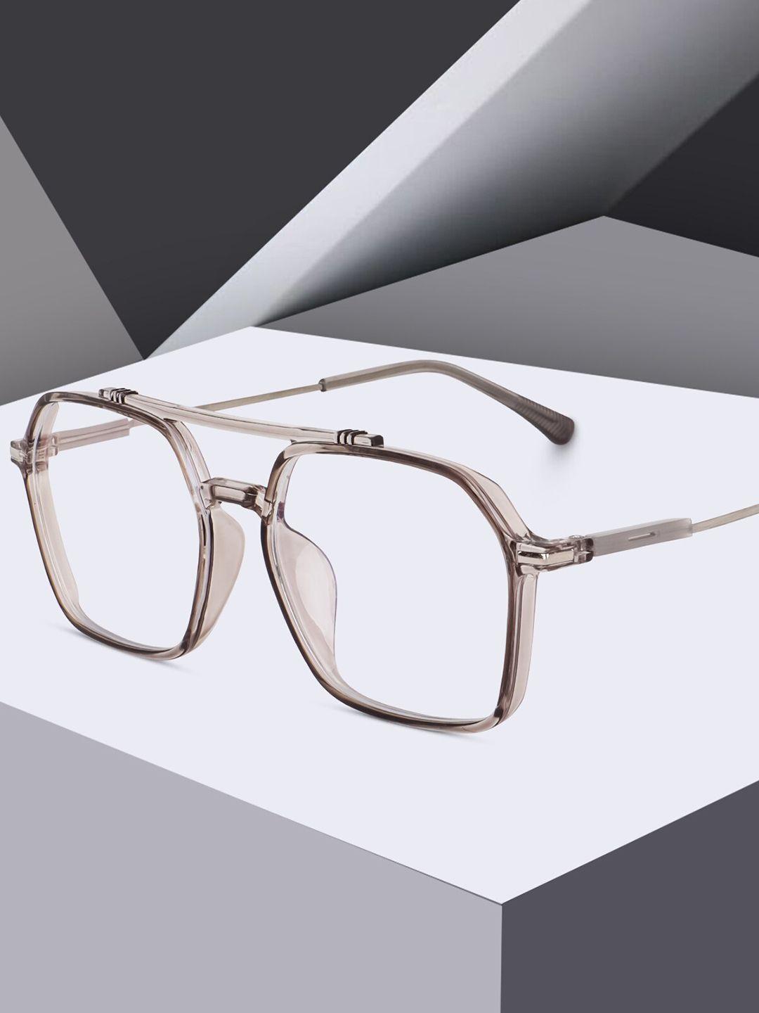 peter jones eyewear unisex silver-toned & grey rimless square frames