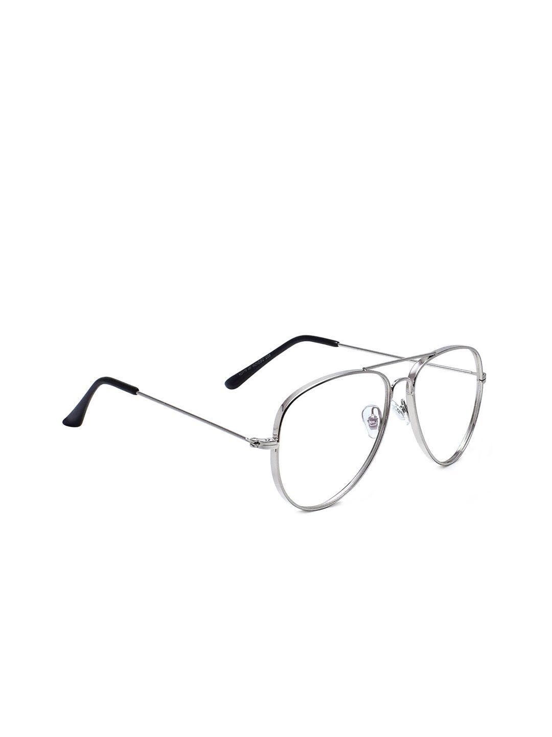 peter jones eyewear unisex silver-toned anti glare full rim aviator frames