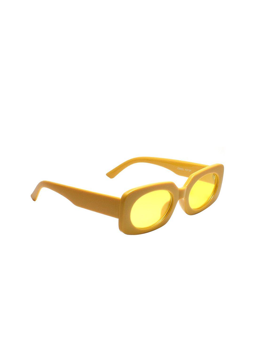 peter jones eyewear unisex yellow lens rectangle sunglasses with uv protected lens 13038y