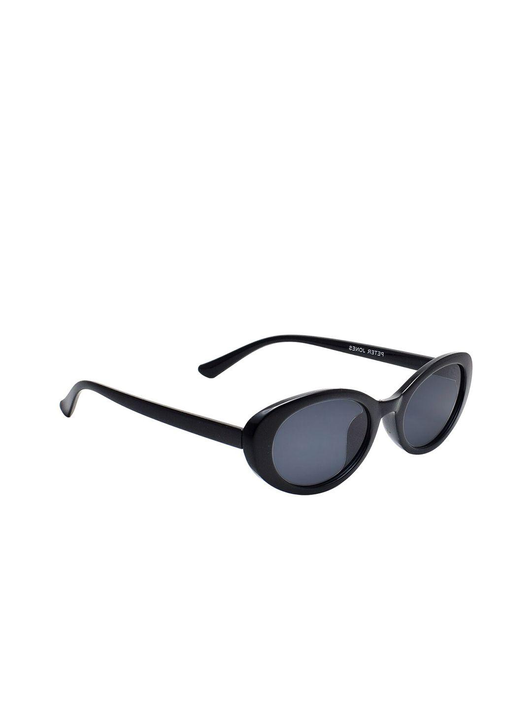 peter jones eyewear women black lens & black square sunglasses with uv protected lens