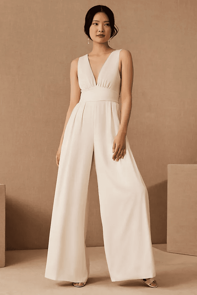 petite white smart jumpsuit