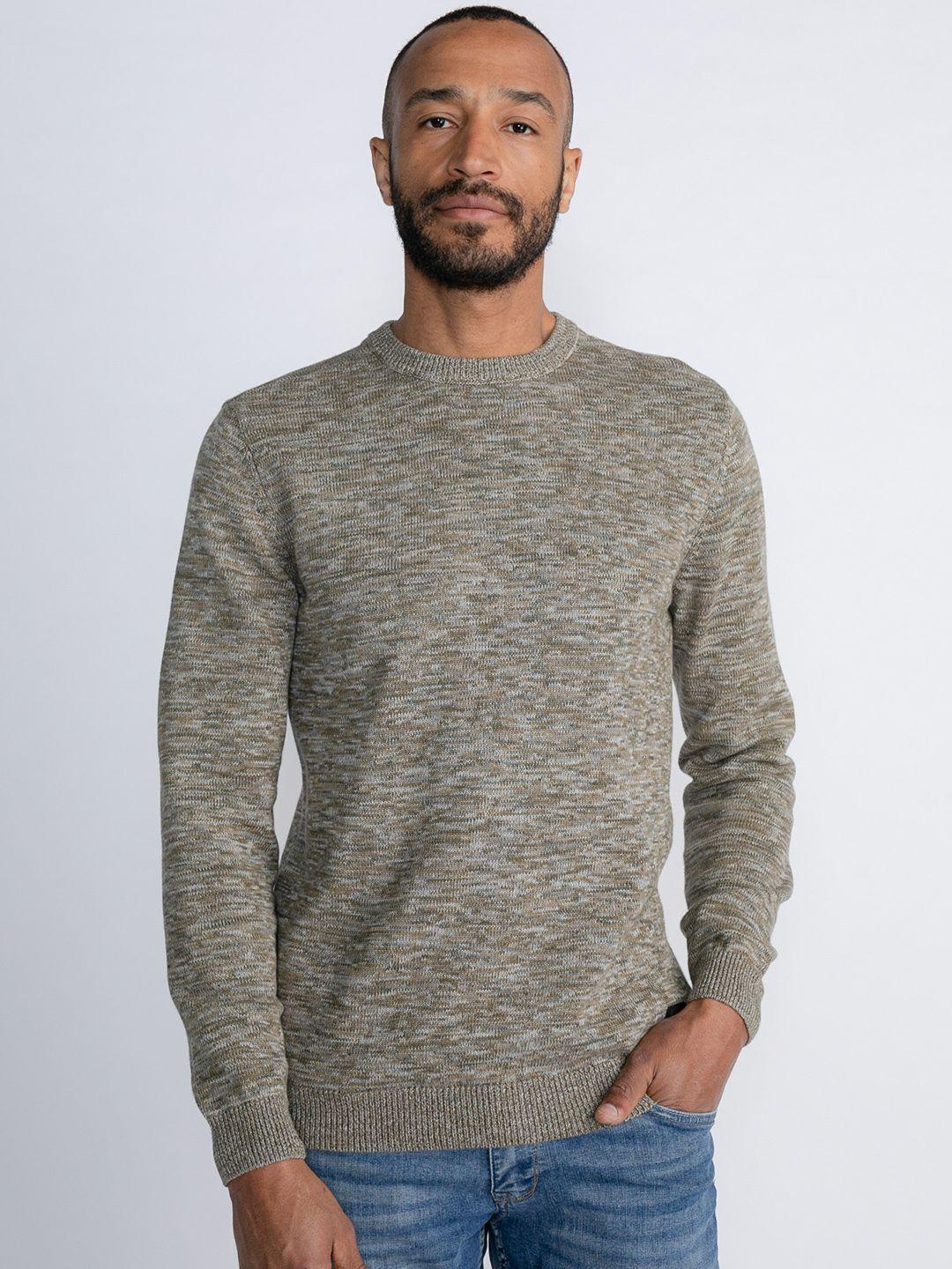 petrol knitted round-neck pure cotton pullover