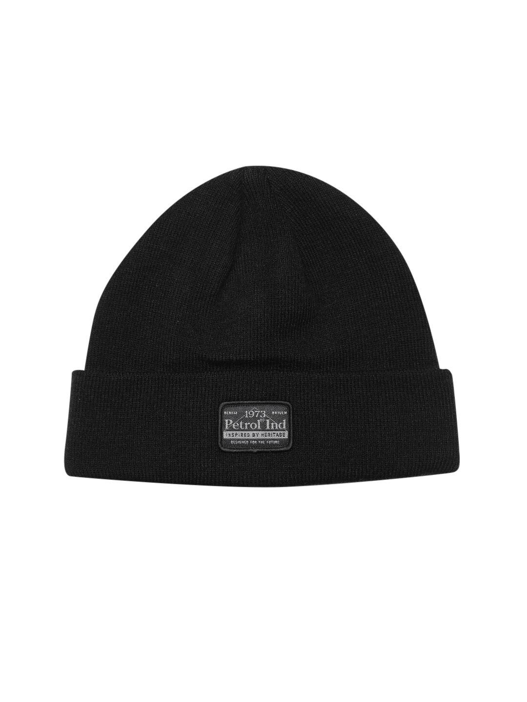 petrol men acrylic self design ribbed beanie