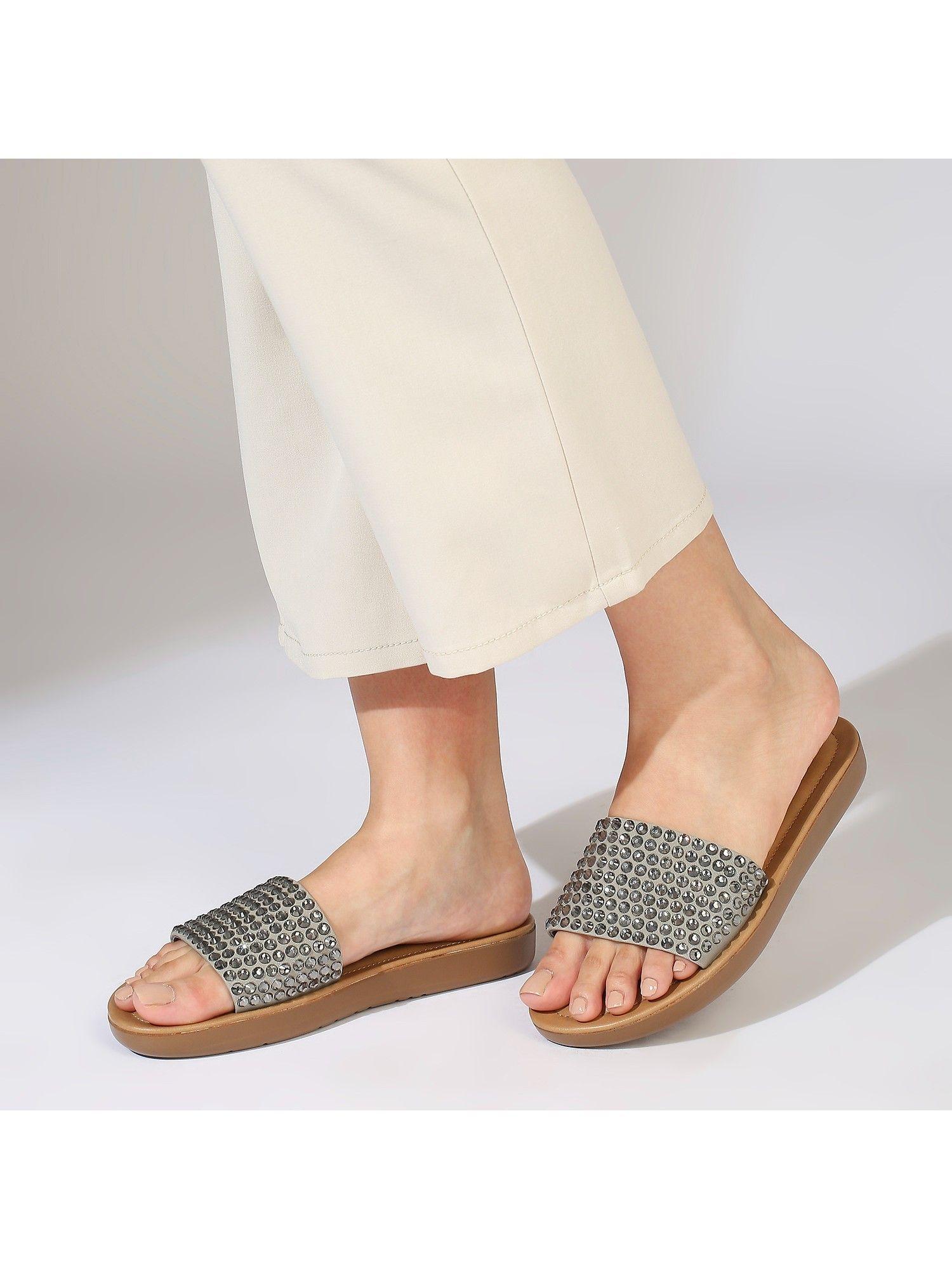 pewter grey casual platform sandals