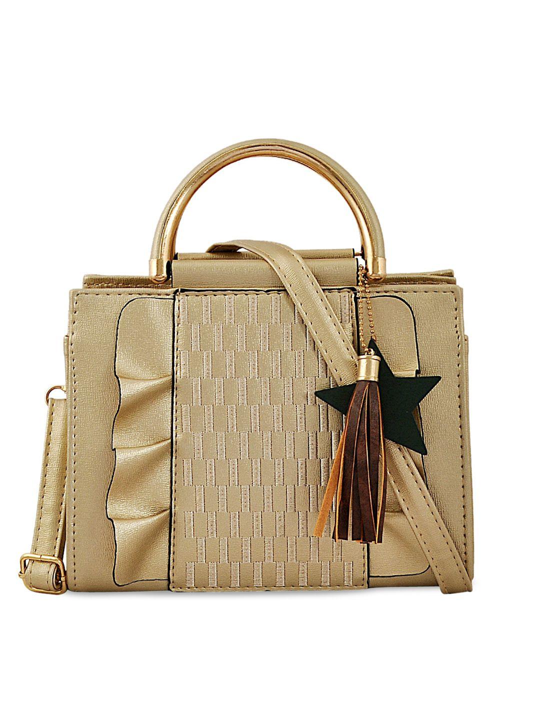 pez dorado gold-toned structured handheld bag with fringed