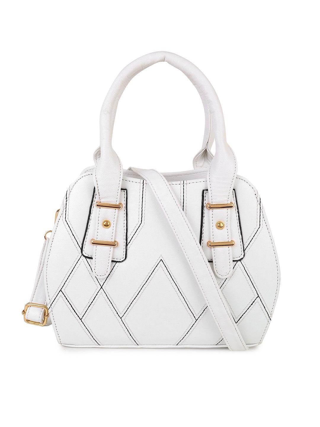 pez dorado white pu structured handheld bag with quilted