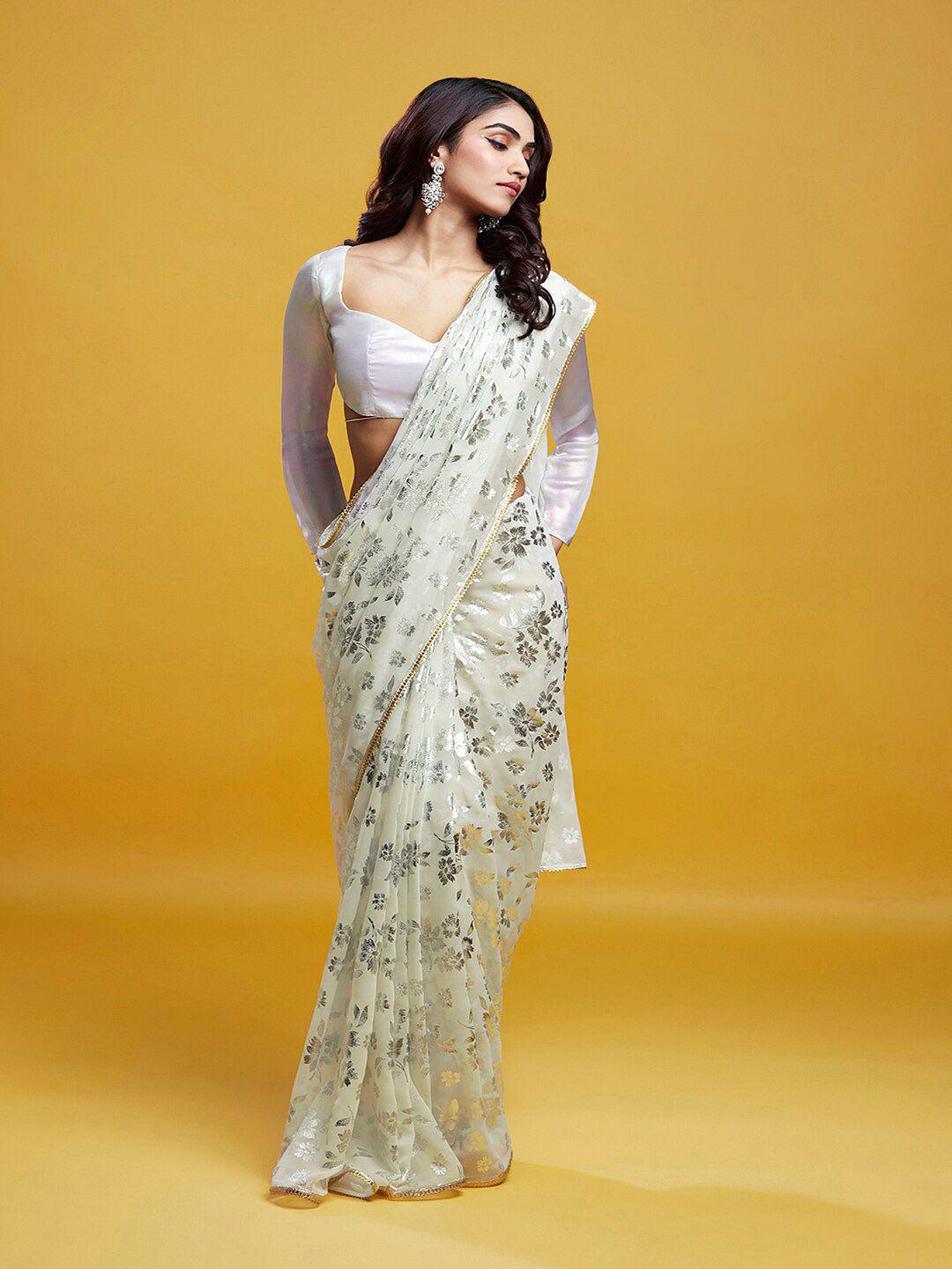 phataka floral printed gotta patti pure georgette saree