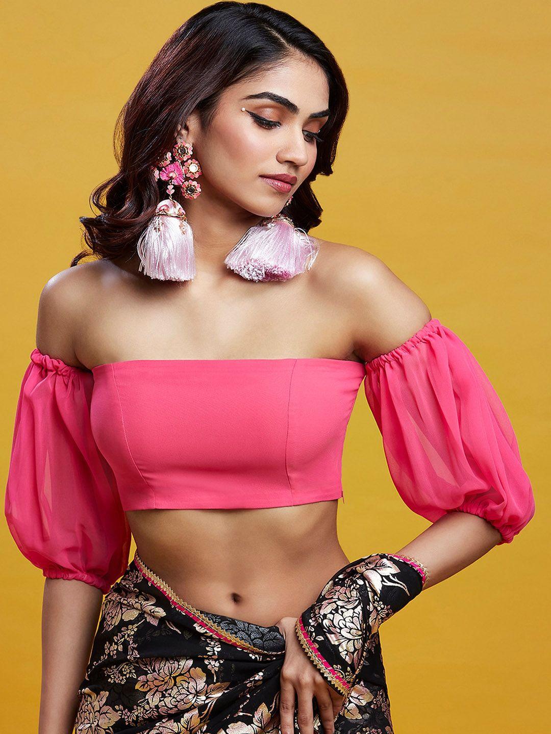 phataka off-shoulder saree blouse