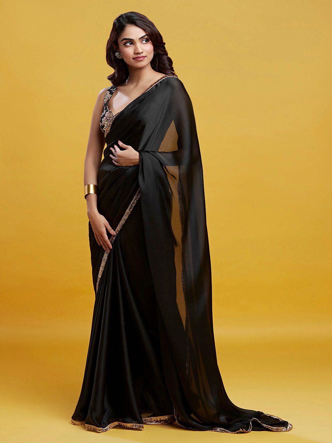 phataka satin block print saree