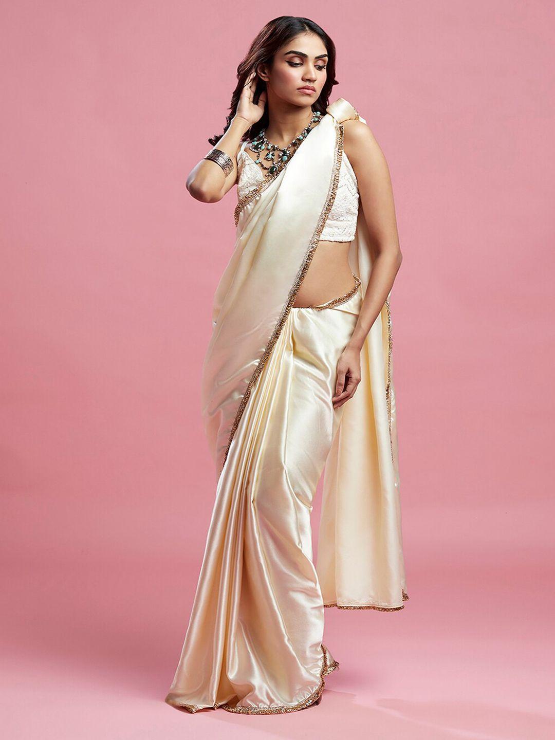 phataka satin saree with stitched blouse