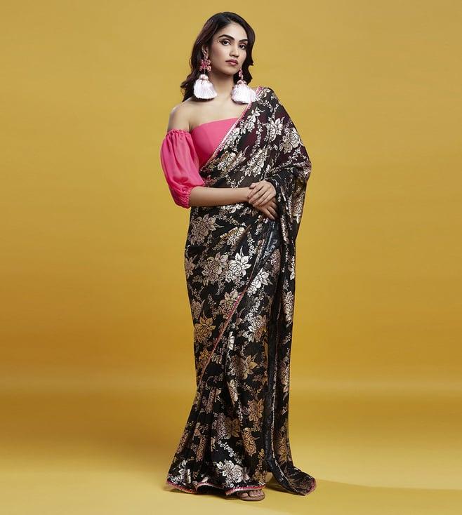 phatakaa black barfi saree set