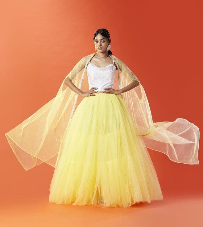 phatakaa lemon the bridesmaid shop cocktail floral lehenga with bouse and dupatta