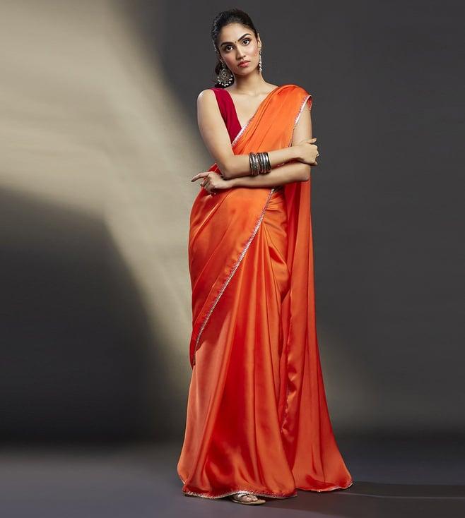 phatakaa orange narangi saree set