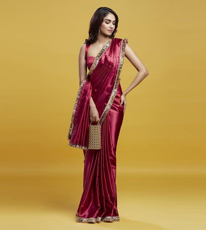 phatakaa red cocktail saree