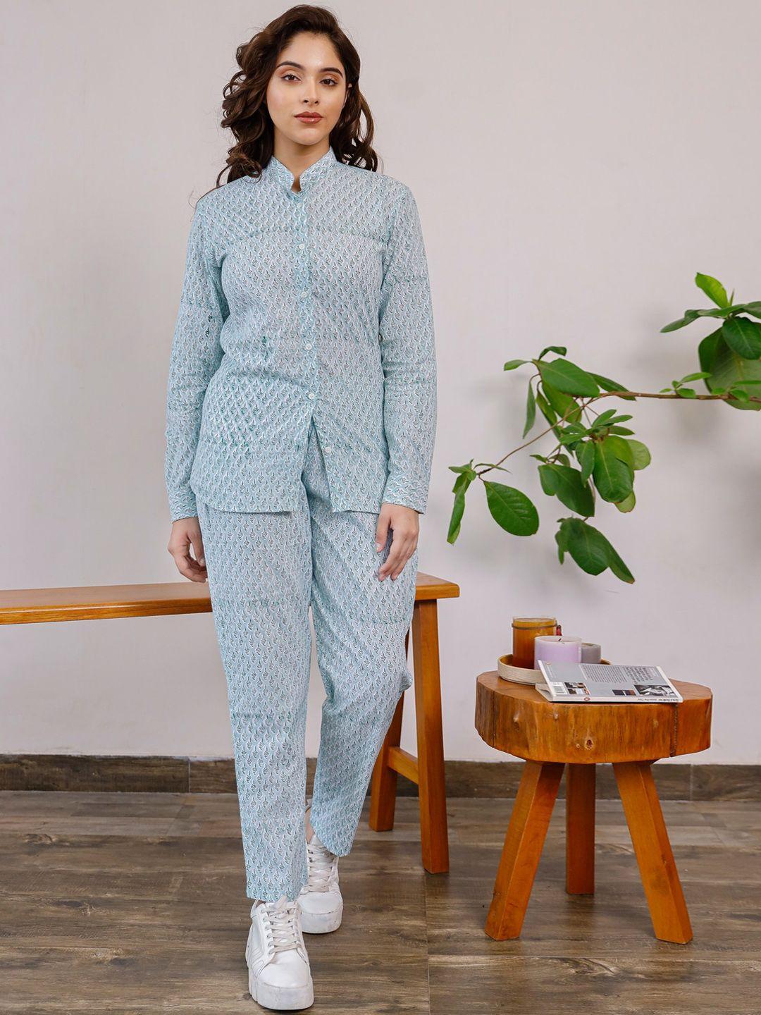 pheeta-women-blue-printed-pure-cotton-night-suit