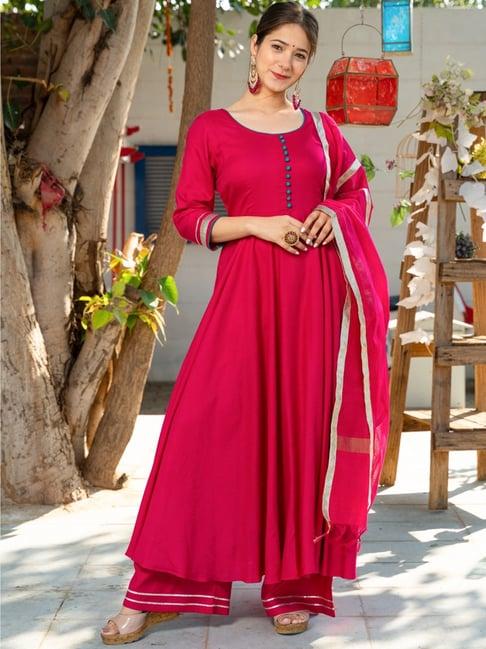 pheeta pink kurta palazzo set with dupatta