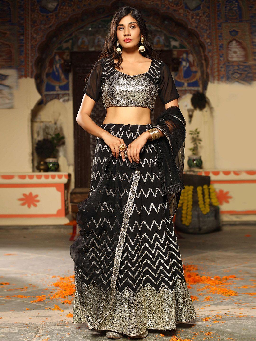 phenav embellished sequinned semi-stitched lehenga & blouse with dupatta