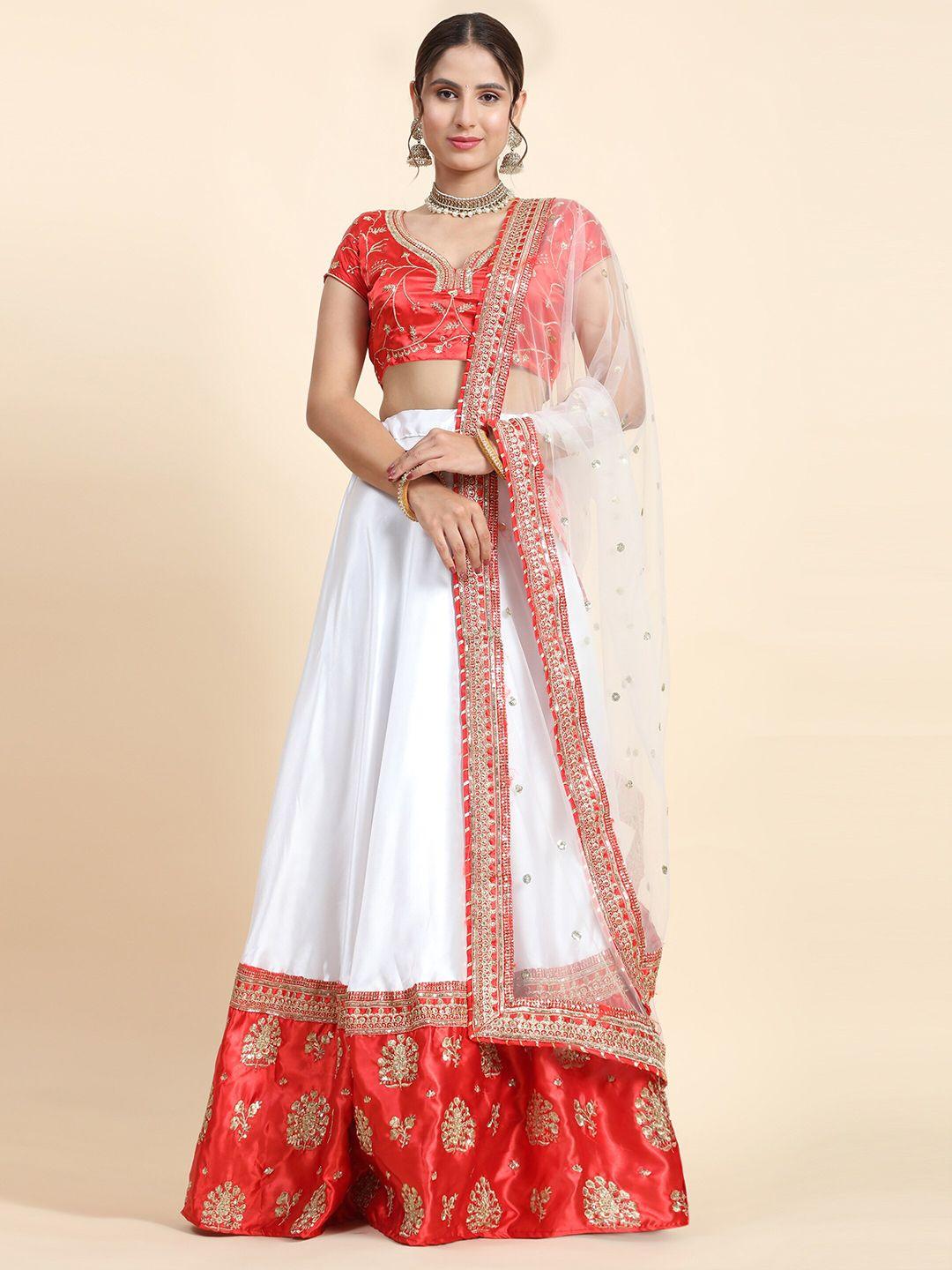 phenav ethnic embroidered sequinned semi-stitched lehenga & blouse with dupatta