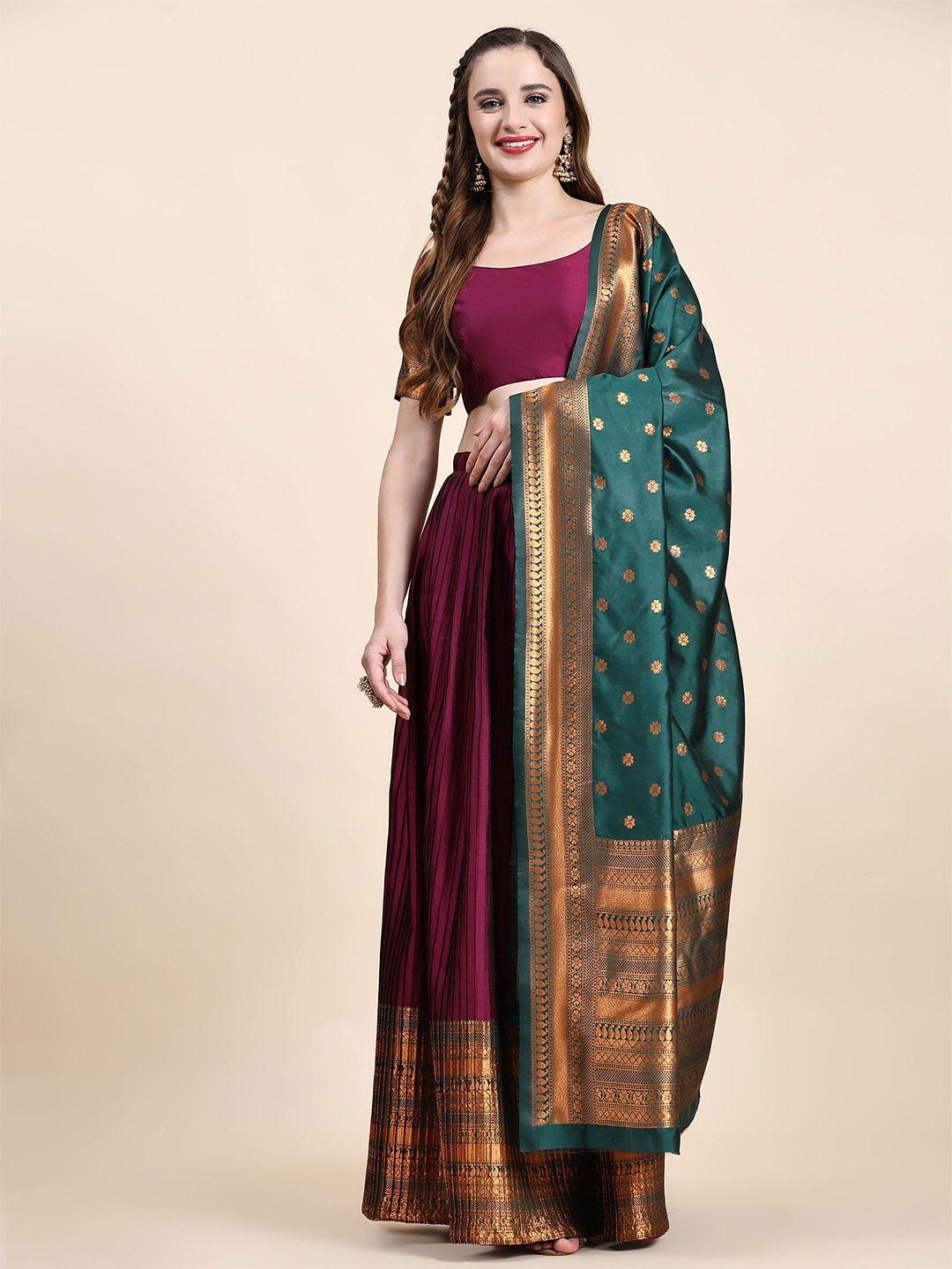 phenav ethnic motifs woven design silk ready to wear lehenga & blouse with dupatta