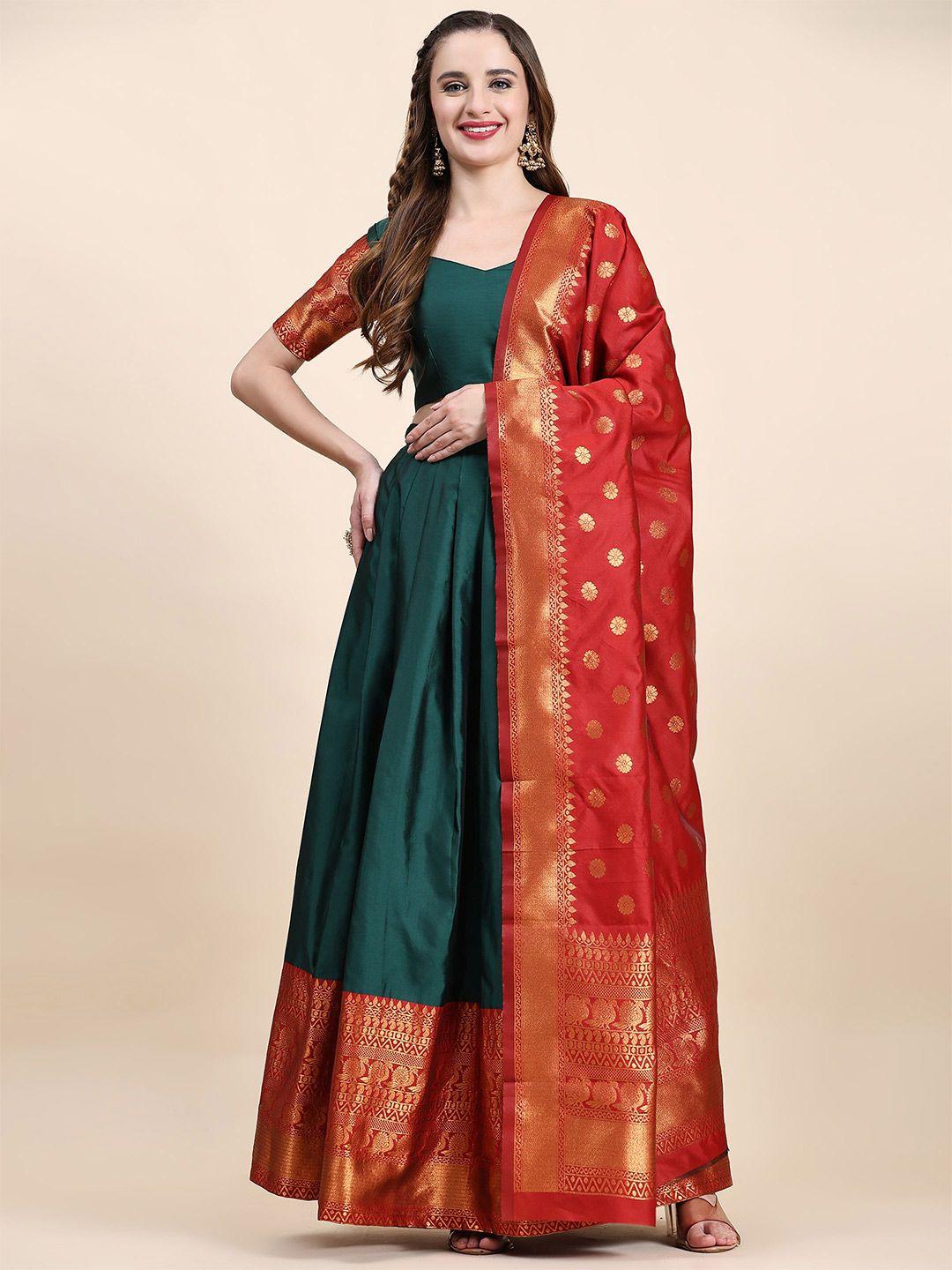 phenav ethnic motifs woven design zari silk ready to wear lehenga & blouse with dupatta