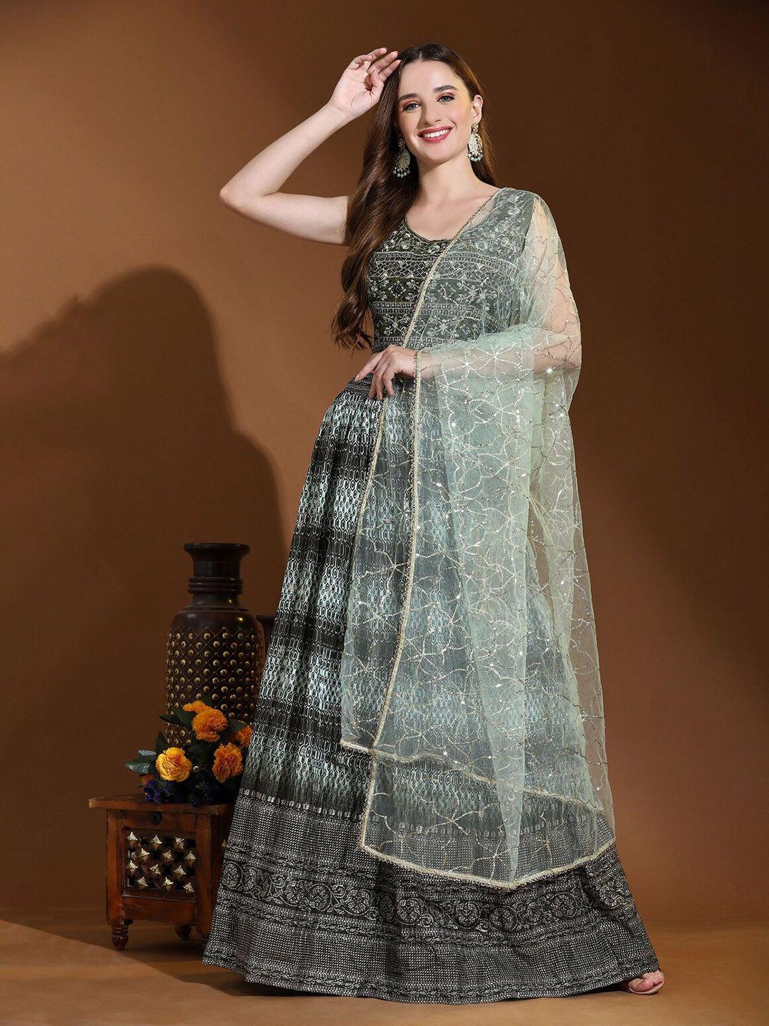 phenav olive green ready to wear lehenga & blouse