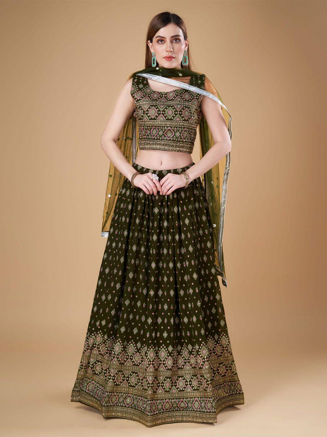 phenav olive green ready to wear lehenga & blouse