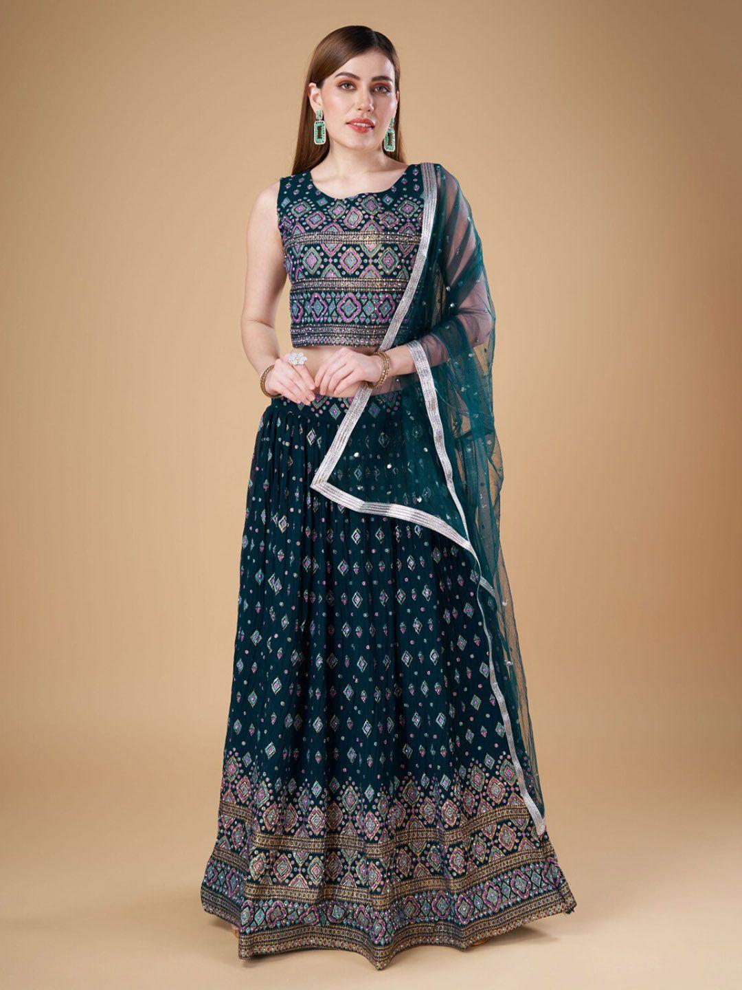 phenav teal ready to wear lehenga & blouse