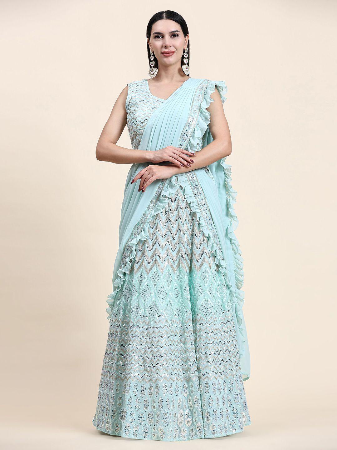 phenav turquoise blue ready to wear lehenga & blouse