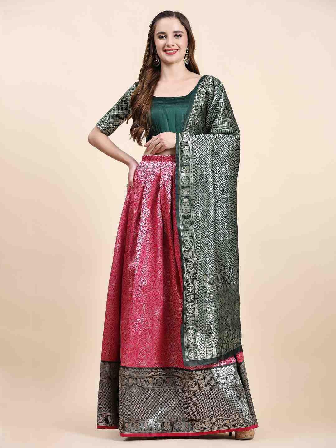 phenav woven design zari ready to wear lehenga & blouse with dupatta