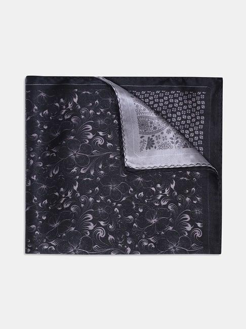 philip printed 4 ways silk pocket square in black