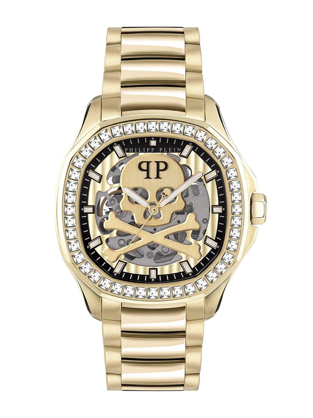 philipp plein men embellished dial & stainless steel analogue watch pwraa0723