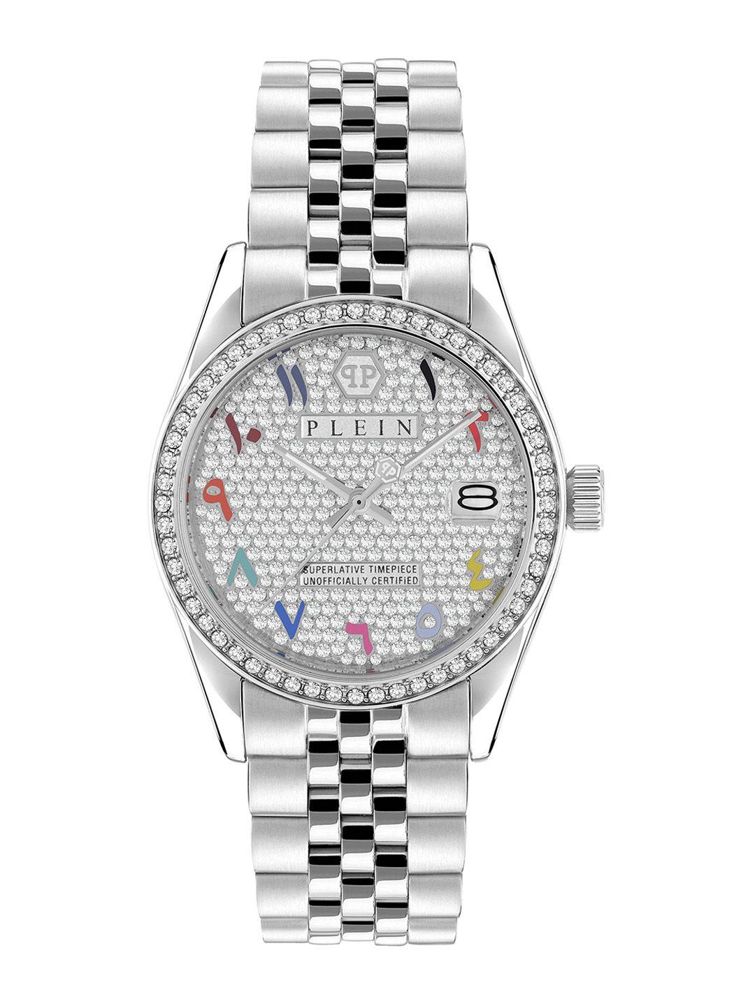 philipp plein women embellished dial & stainless steel analogue watch pwyaa0723