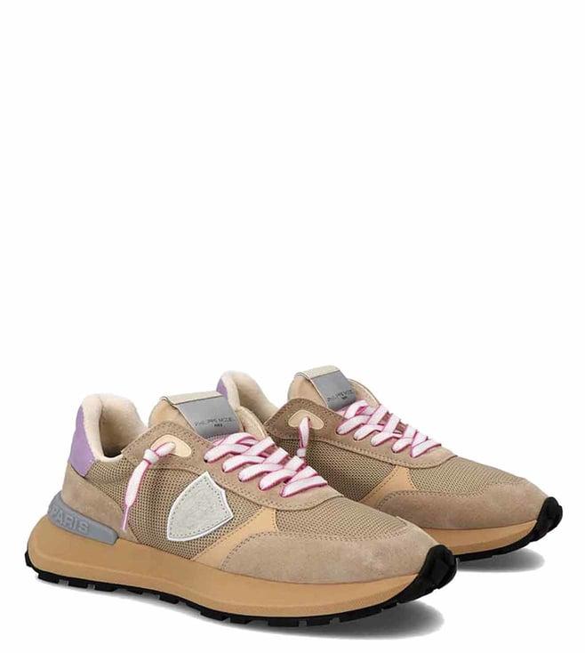 philippe model women's mondial resau & antibes low beige sneakers