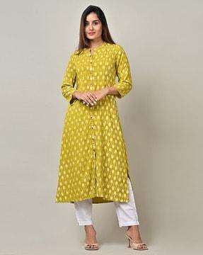 phool patti embroidered straight kurta