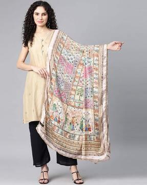 phulkari embroidered dupatta with mirror work