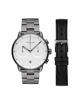 pi42gm3lguxxlebl chronograph watch with stainless steel strap