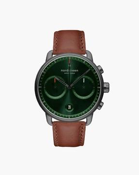 pi42gmlebrgs chronograph watch with leather strap