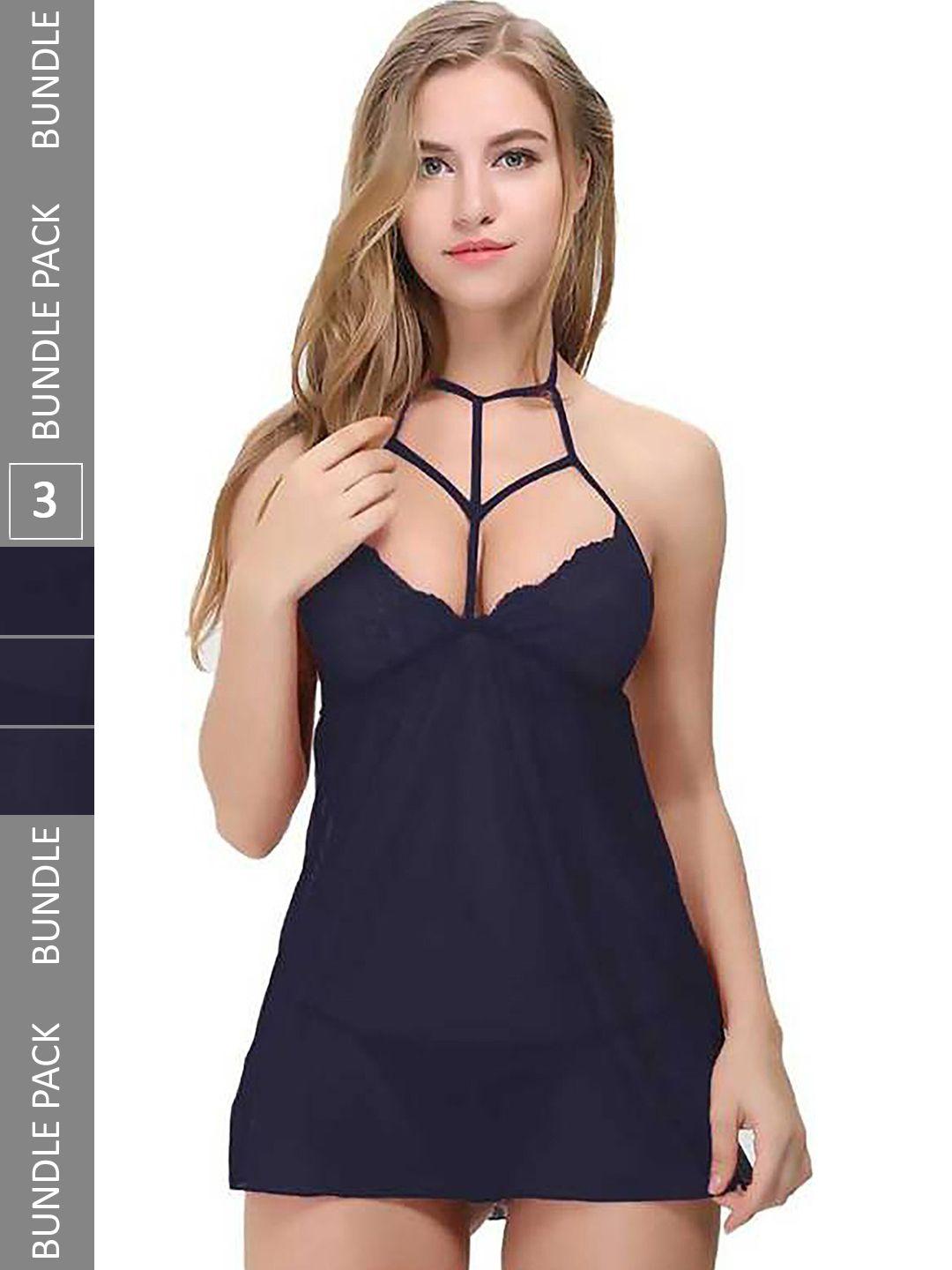 pibu blue net halter neck baby doll