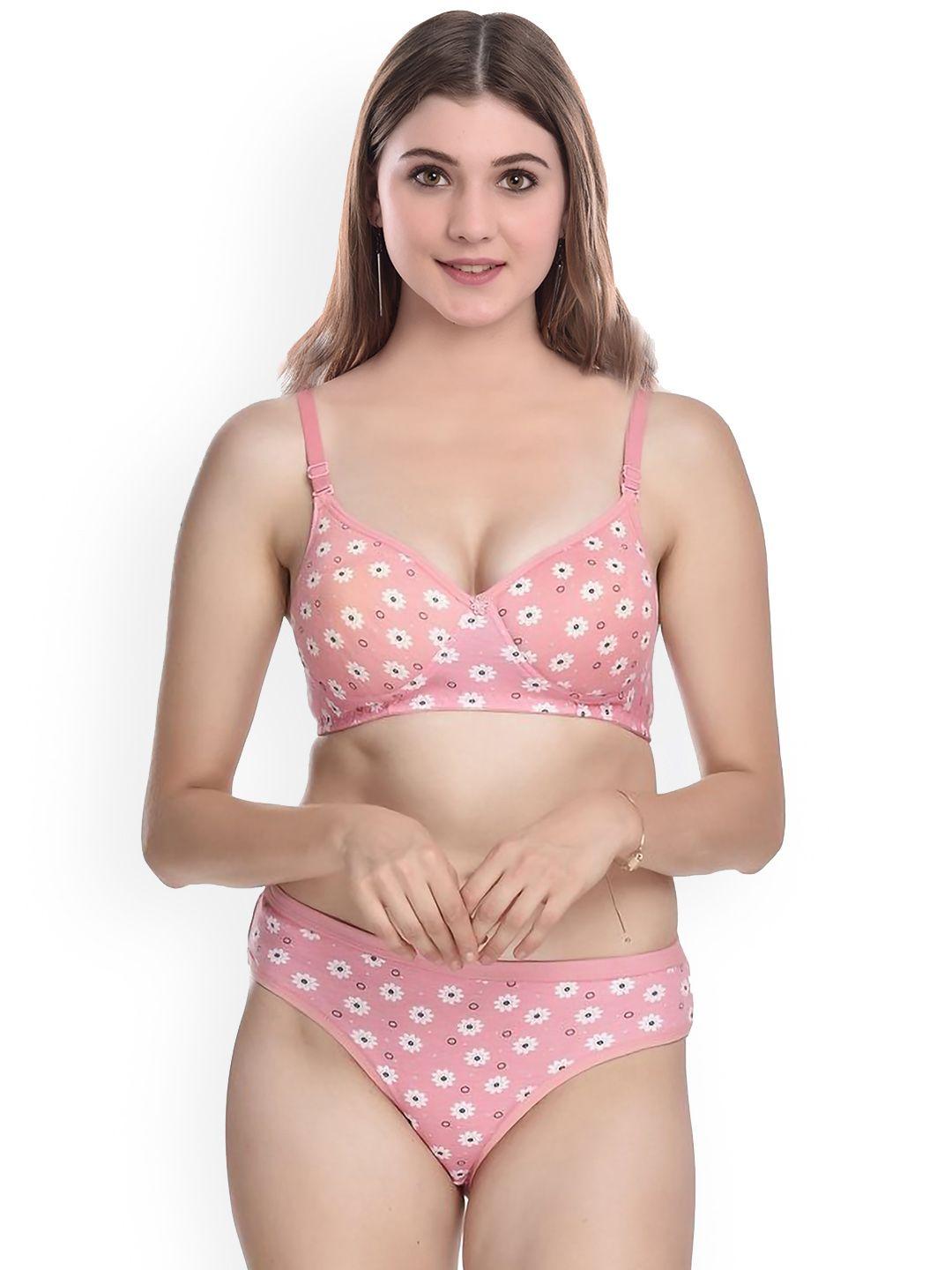 pibu floral printed cotton lingerie set