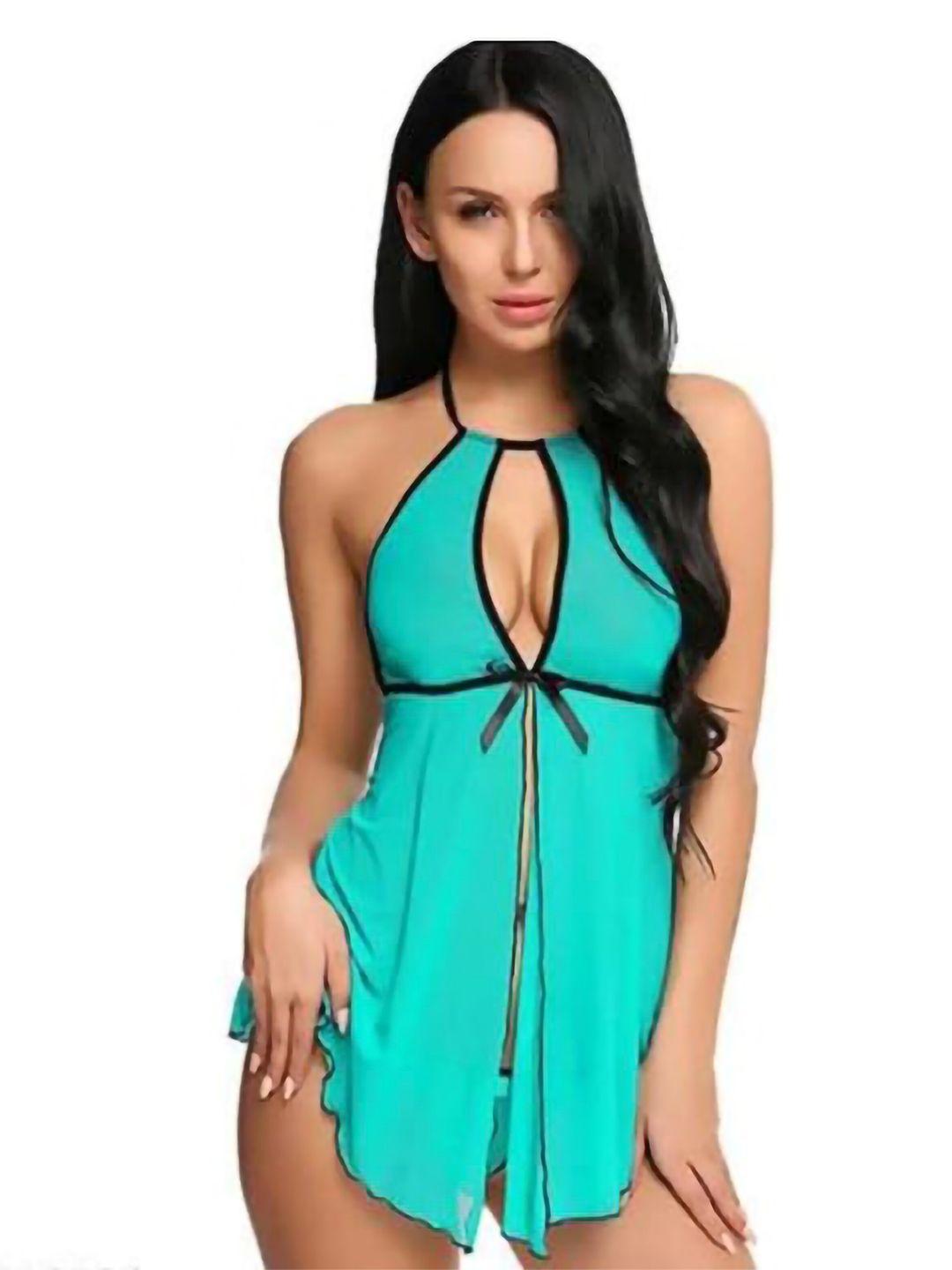 pibu net halter neck baby doll with high-low