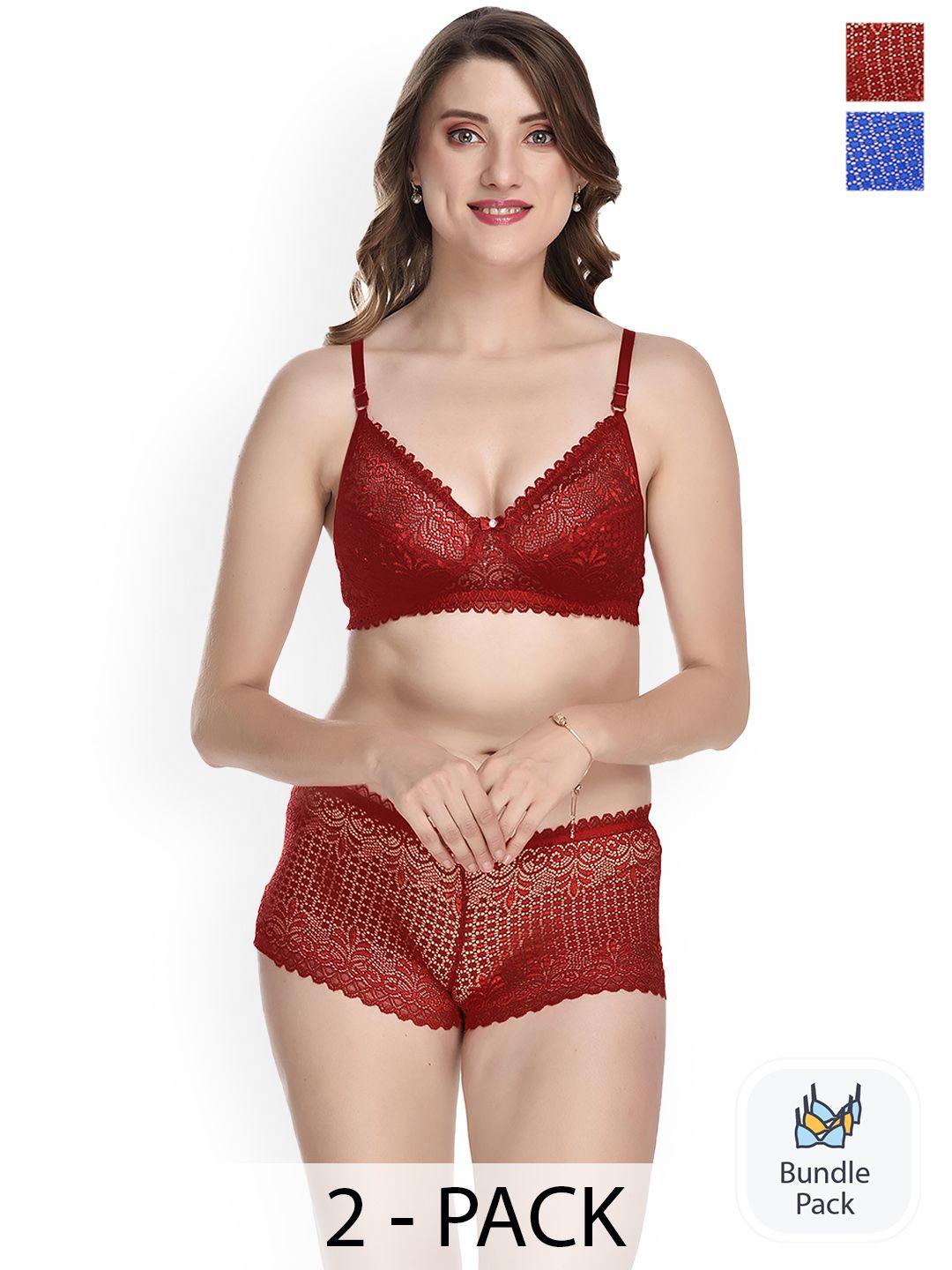 pibu pack of 2 self-design cotton lingerie set