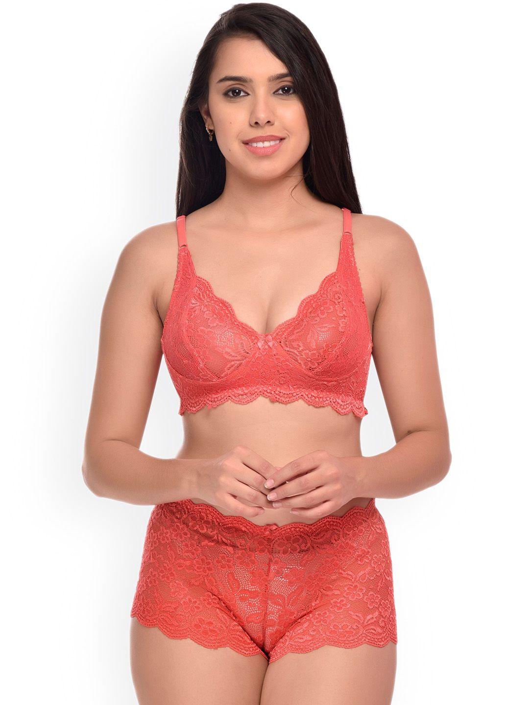 pibu self-design net bra & boy shorts