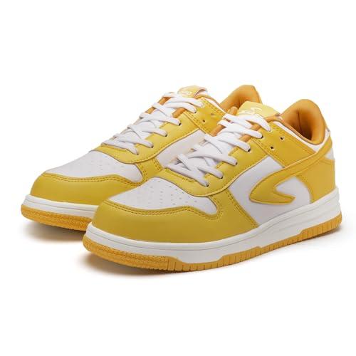 picaaso ctrg-1 jr-7 sneaker for men | tpr sole extra running shoes | lightweight and comfortable | casual lace up | running, cycling, gym | ideal for gents & boys white-yellow