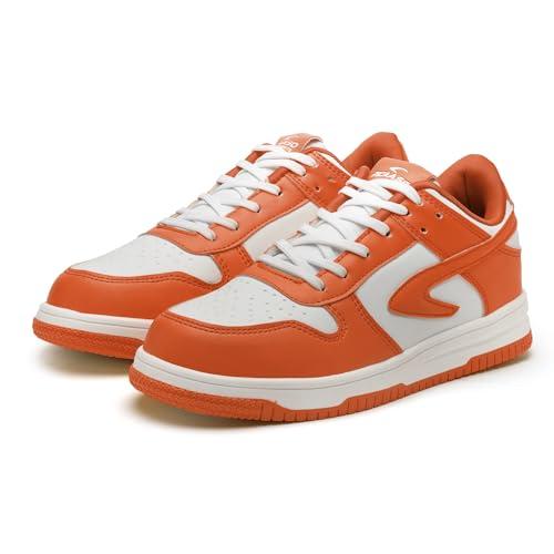 picaaso jr-7 sneaker for men |lightweight and comfortable | casual lace up | running, cycling, gym | ideal for gents & boys white-orange