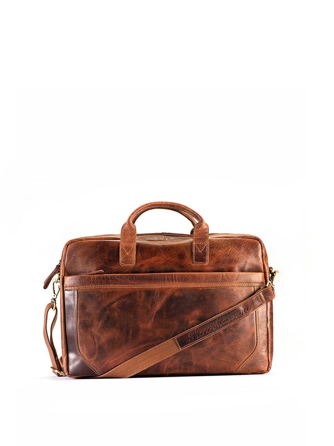 picco massimo brown leather messenger bag