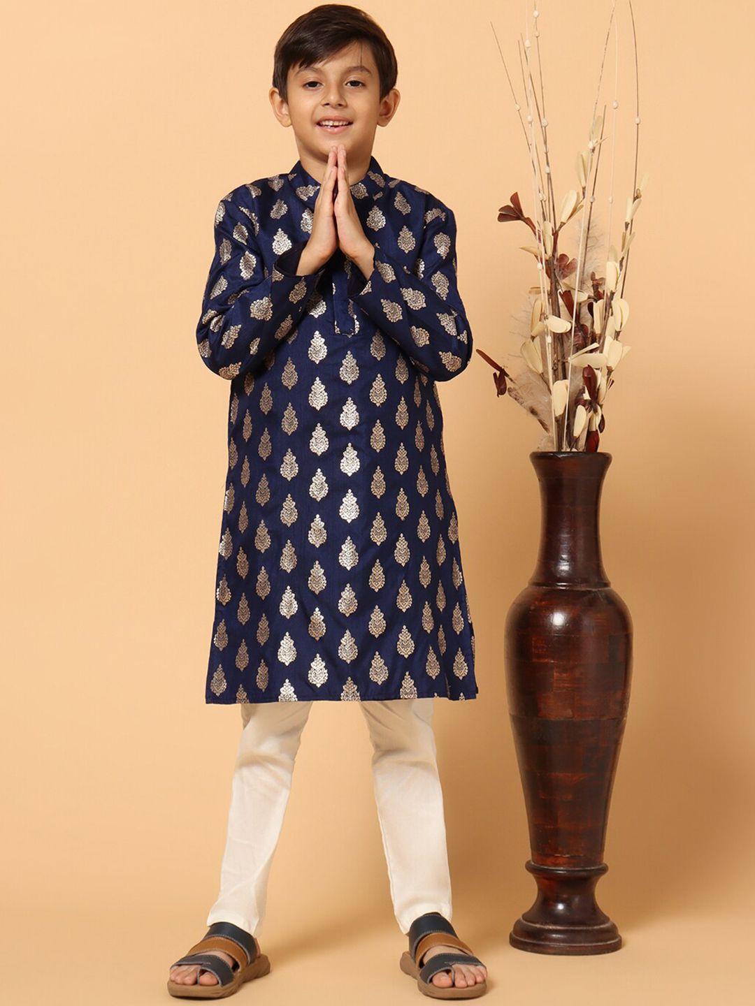 piccolo boys ethnic motifs woven design regular kurta with pyjamas