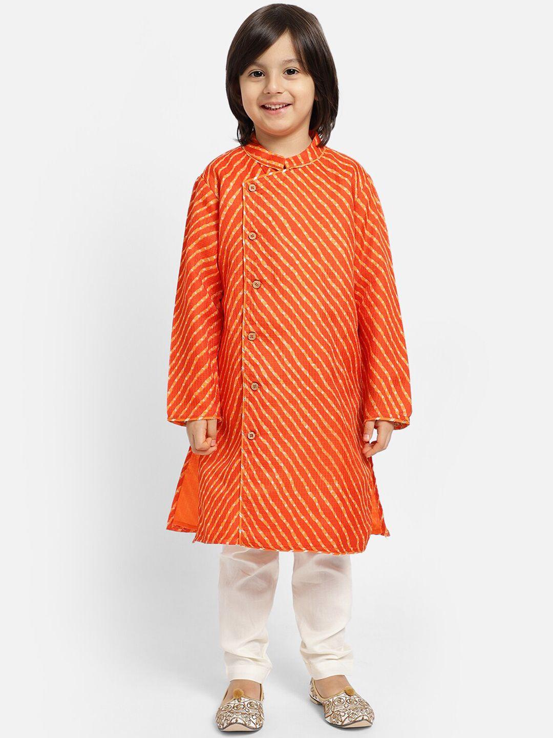 piccolo boys leheriya printed angrakha kurta with pyjamas