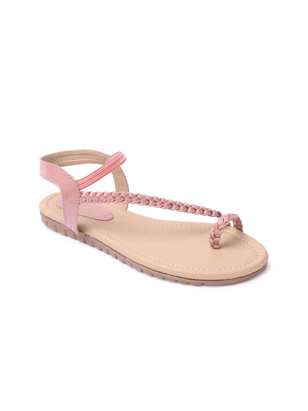 picktoes women pink woven design one toe flats