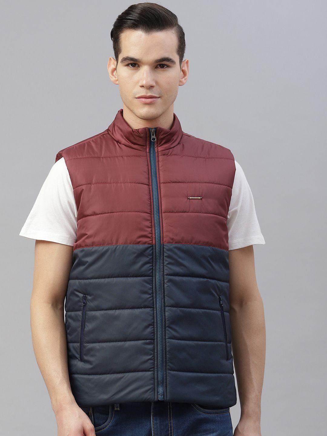 pierre carlo men colourblocked quilted jacket